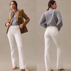 NWT Paige Laurel Canyon High-Rise White Flare Jeans - 33 Petite